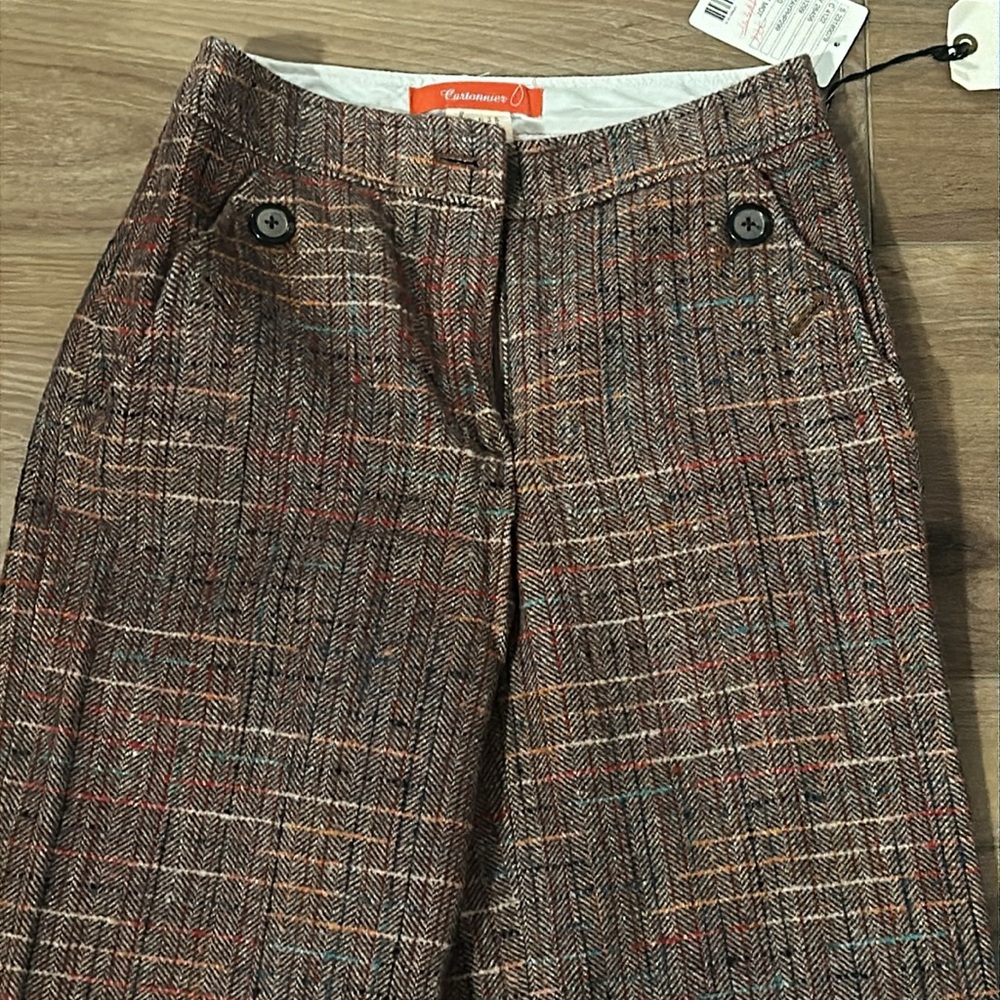 Anthropologie Cartonnier brown plaid wife-leg pants - Picture 4 of 7
